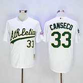 Oakland Athletics #33 Jose Canseco Mitchell And Ness White Throwback Stitched MLB Jersey,baseball caps,new era cap wholesale,wholesale hats